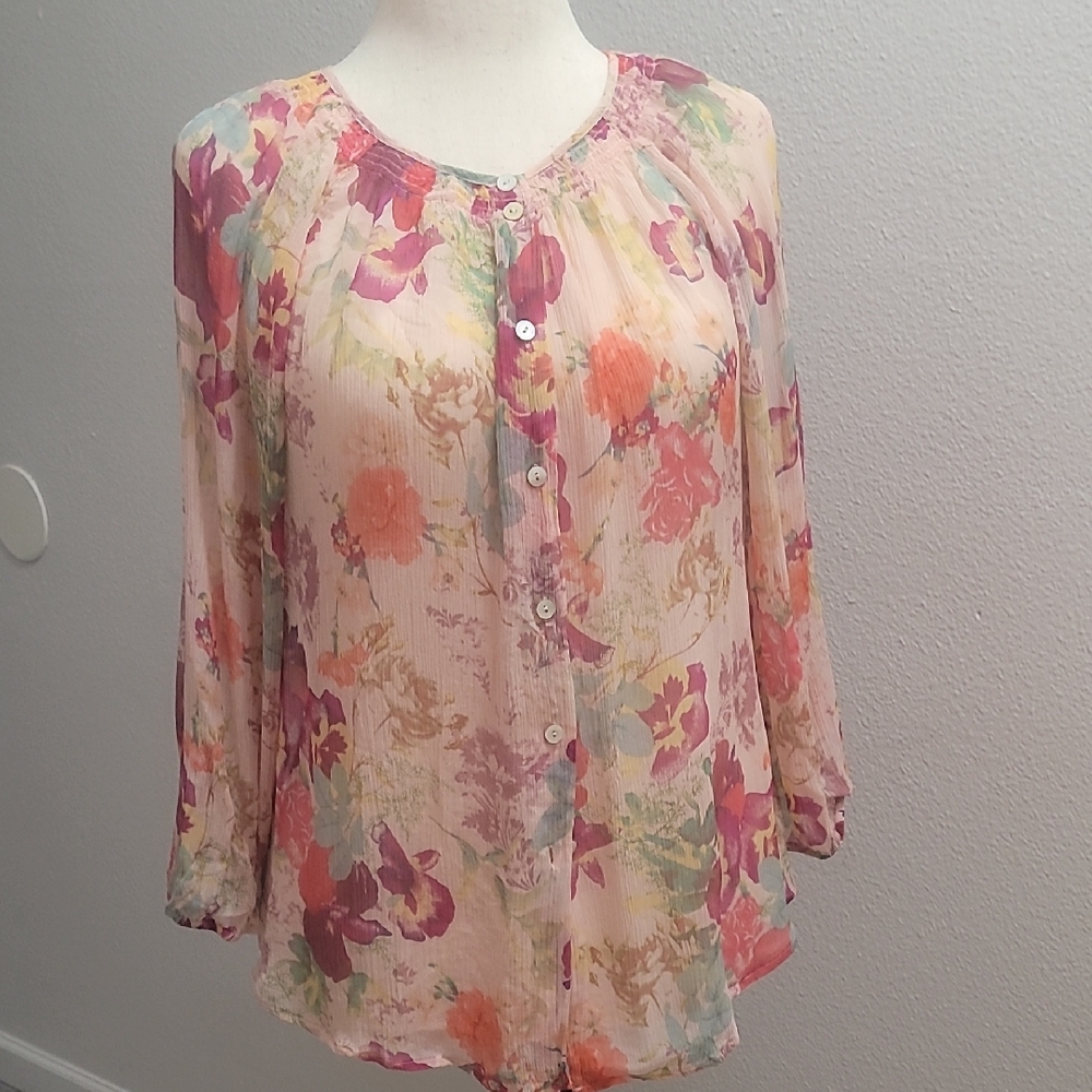 Sundance Floral Blouse - Pink and Cream